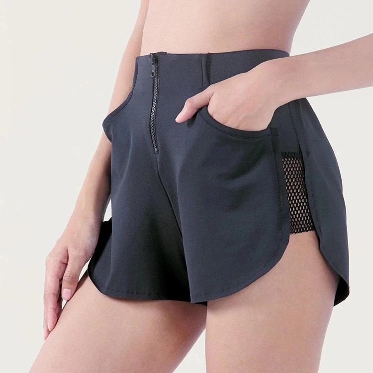 
best quality manufacture mesh side panels custom women gym sports shorts 