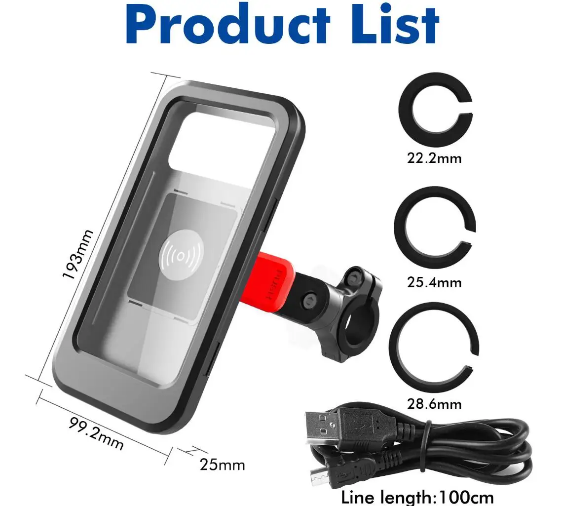 Waterproof 360 degree rotation motorcycle mount bike mobile phone holder with Wireless USB charger