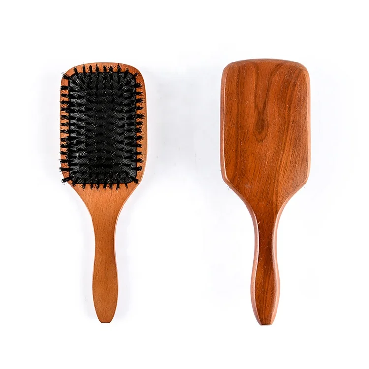 Luxe wood boar bristle brush natural boar bristle brush with design soft beauty salon tools
