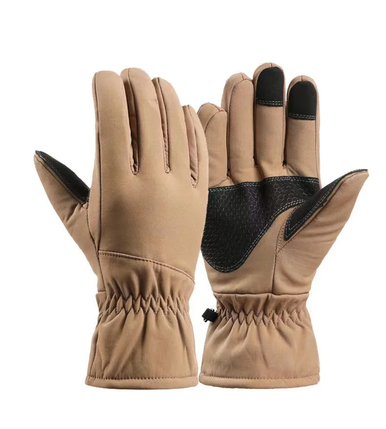 Outdoor cycling plush gloves Waterproof wool warm full finger gloves Camping touch screen protective camouflage gloves