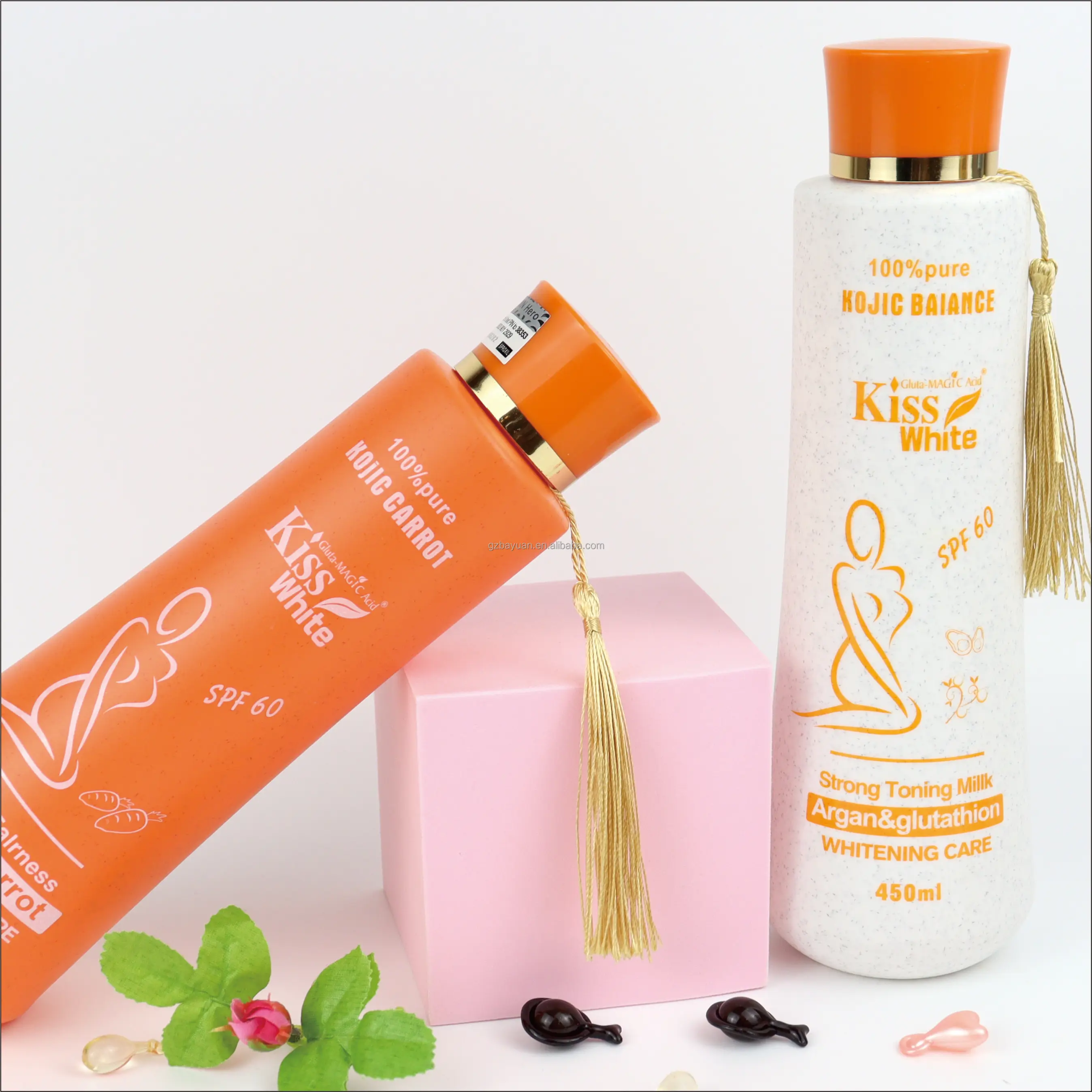 Натуральный отбеливающий крем для тела Kiss White с койевой кислотой 450