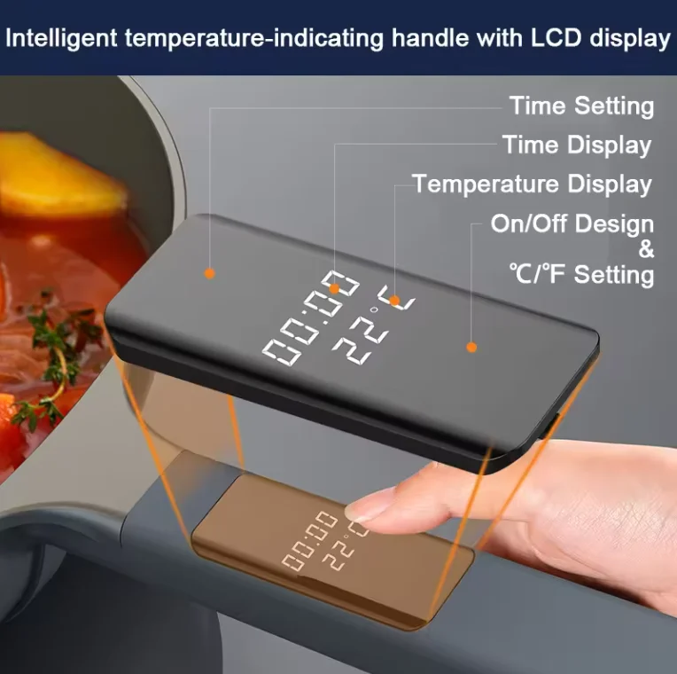 2024 New  glass cover  intelligent temperature display non-stick aluminum cookware frying pan  Appliances Non-stick Cookware