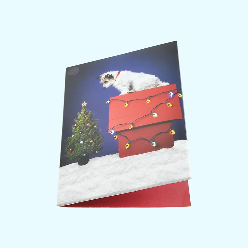 Merry Christmas tree gift card  handmade custom greeting cards Christmas gifts souvenirs postcards with lighting