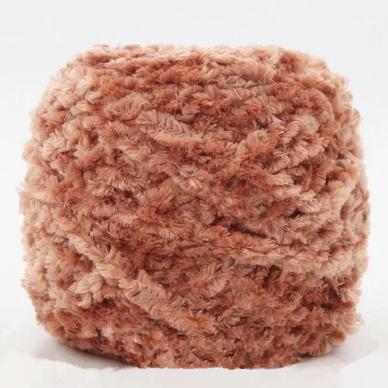 Bojay New Chunky Yarn For Hand Knitting Crafts, 7mm 200g Ball Coral Fleece 100% Polyester Chenille Yarn