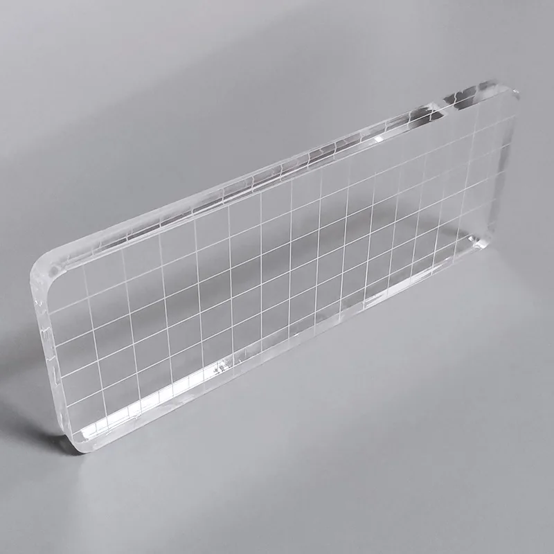 Long Acrylic Stamping Block Clear Acrylic Stamp Block with Grid Lines