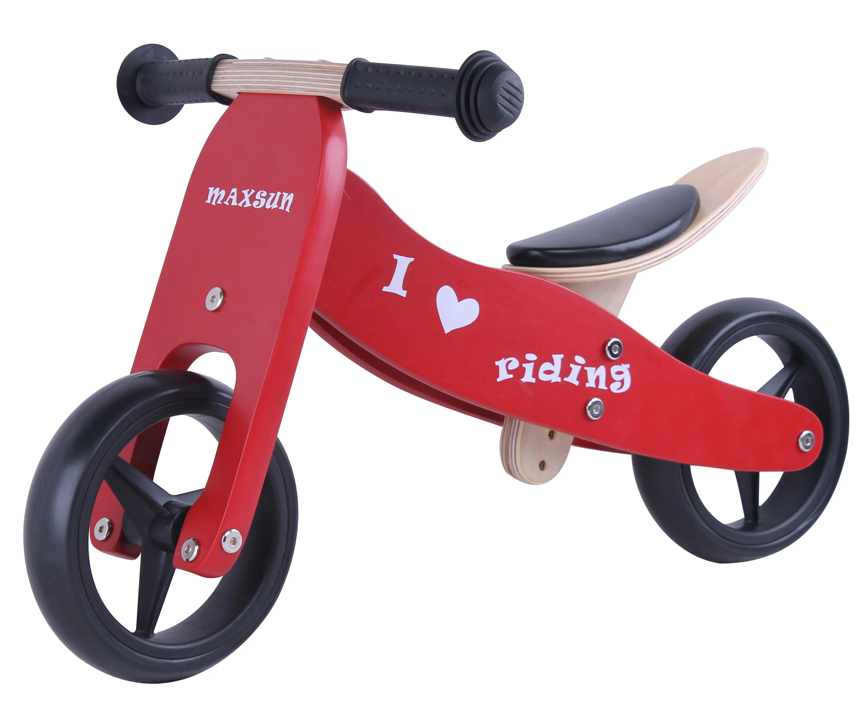 Wooden Trick Bike Kids Balance Training Bike Wooden Walking Tricycle EVA Tire
