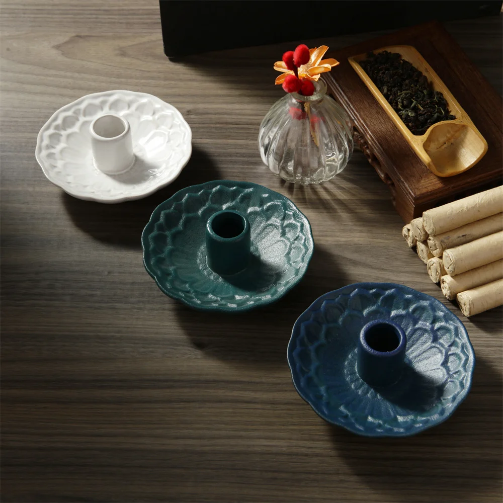 Palo Santo Holder Ceramic Incense Burner with Ash Catcher Home Decoration Wood Stand for Incense Sticks Pottery & Enamel