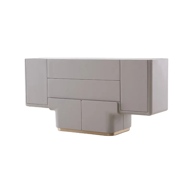 WBERT Italian-Style Light Luxury Dresser Modern Minimalist Marble Organizer Cabinet with Crocodile Pattern Living Room Storage