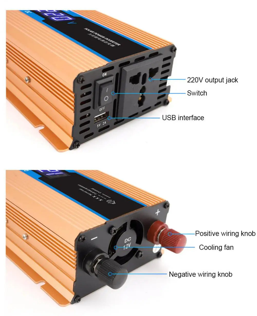 6000W/4000W Modified Sine Wave Inverter Solar DC12V/24V To AC 220V Transformer AC USB Charger Converter Adapter Auto Parts