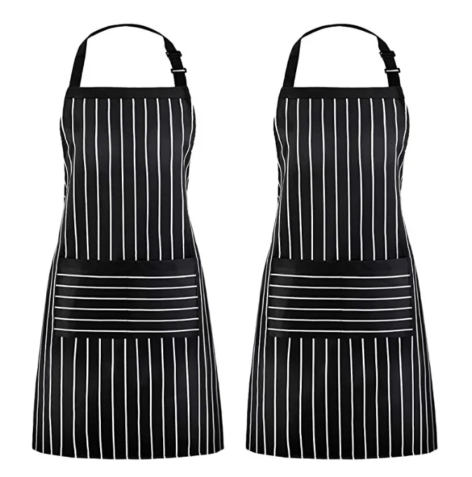 Cotton black stripe chef kitchen aprons with custom logo
