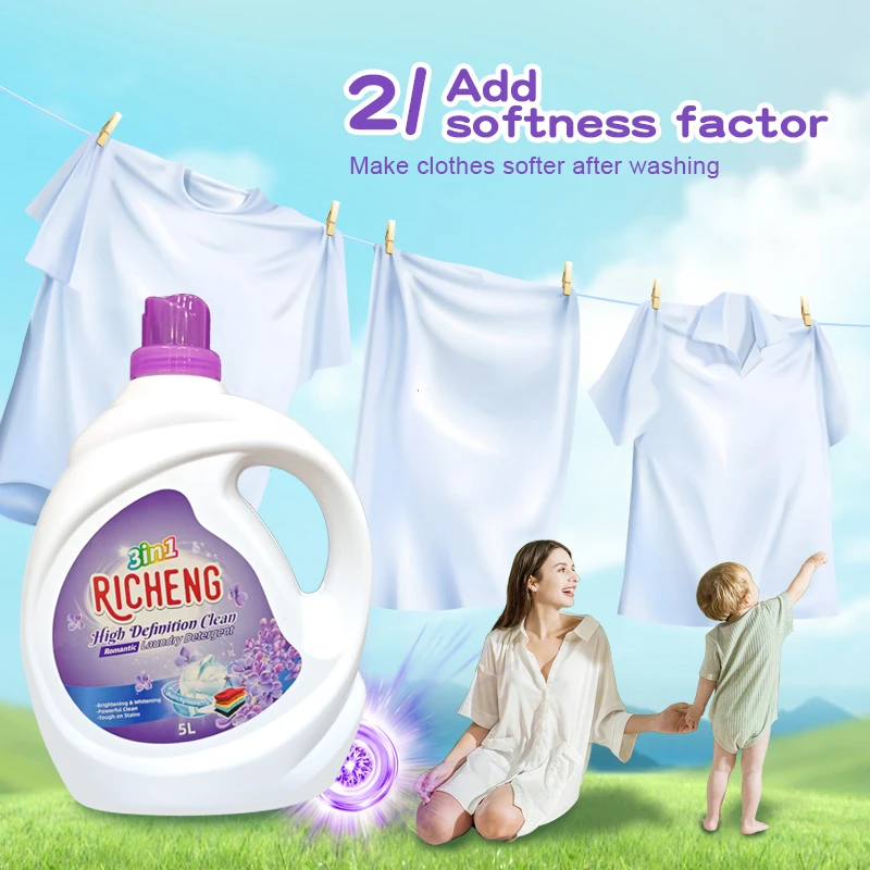 Wholesale New formula 3 in 1 Fragrance Lasting 5L Wash Liquid Laundry Detergent for Washing All Clothes Cleaning Products