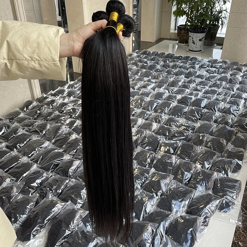 Wholesale grade 9a 40-50inch weaves bundles with frontal, mink silk straight weaves bundles peruvian and brazilian human hair