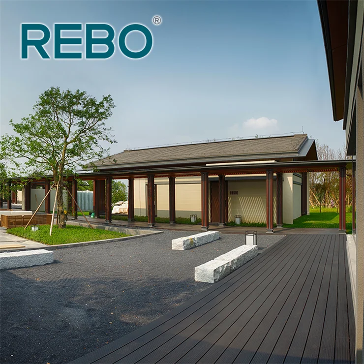 Outdoor fire resistant strand woven bamboo flooring decking board