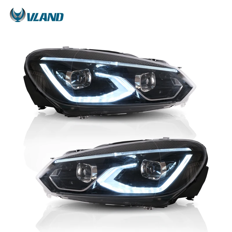 VLAND Full LED Headlights Car Head Light Assembly 2008-2010 2011 2012 2013 Headlight Lamp For VW Golf 6 Golf 8 Style GOLF VI mk6