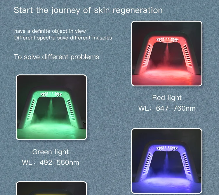 2022 Tri-folding led facial face lifting pdt light therapy machine device with cold spraying