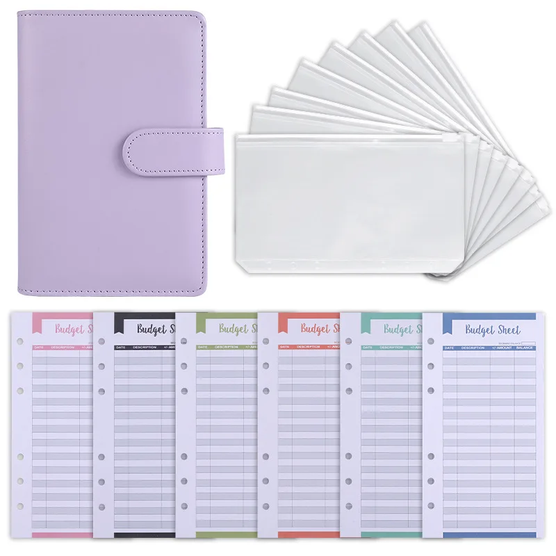 Wholesale PU A6 Budget Binder Set Cash Envelope Budget System Binder Planners With zipper Expense Budget Sheets Label Sticker