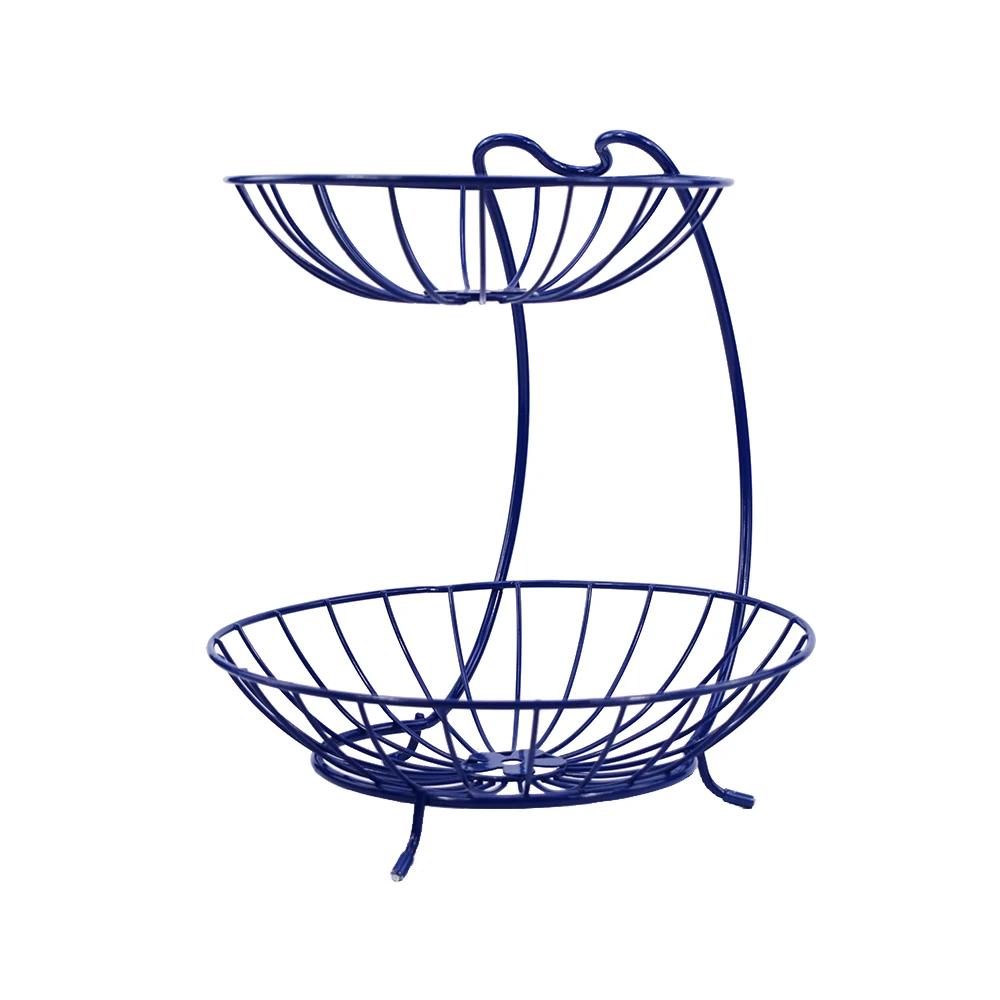 Metal Wire 2 Tier Tiered Wire Mesh Metal Fruit Storage Basket Holder
