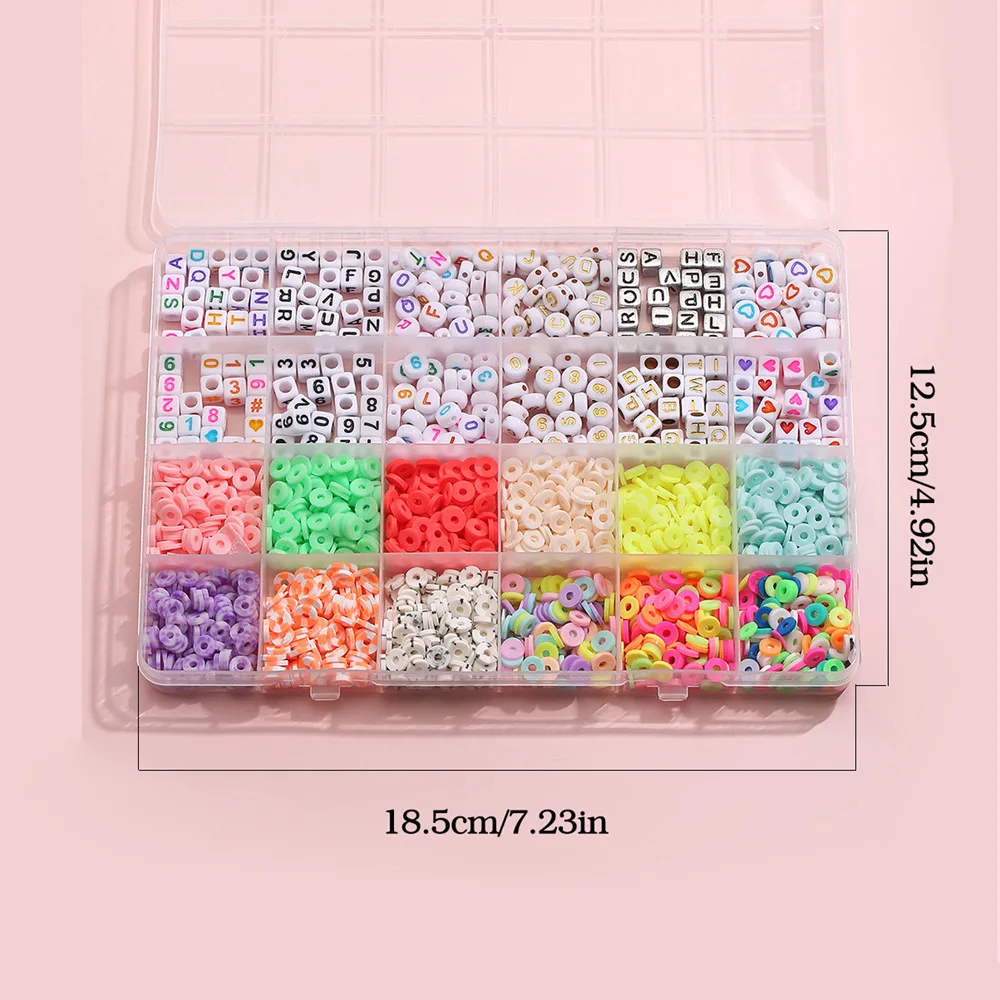 Round Acrylic Letter Beads Set for Kid Bracelets Necklace Making Jewelry Diy Accessory Kit Seed Plastic Alphabet Boxes