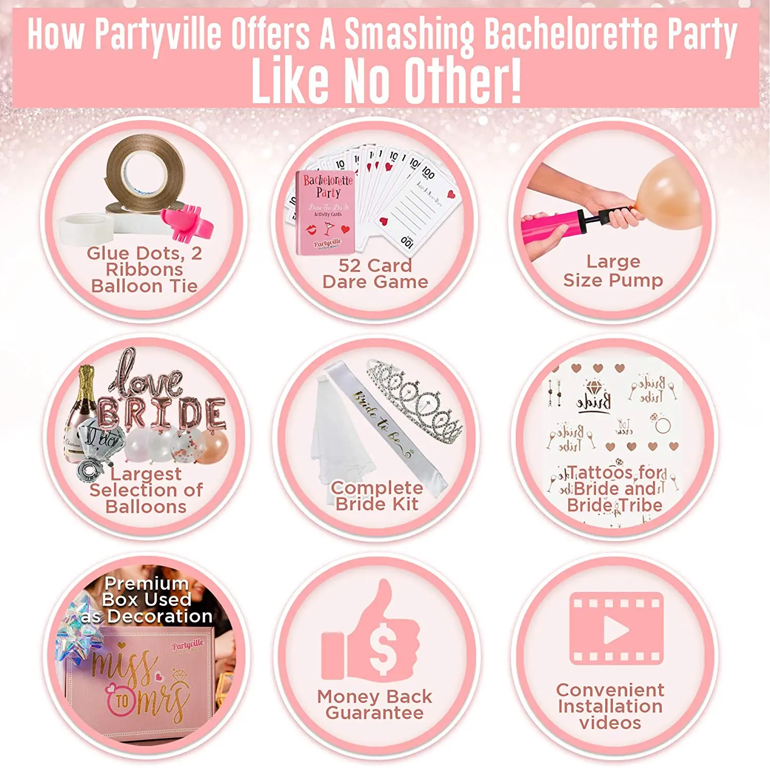  120pcs Bridal Shower Decorations Bride to Be Sash Balloons Veil Tiara Naughty Bachelorette