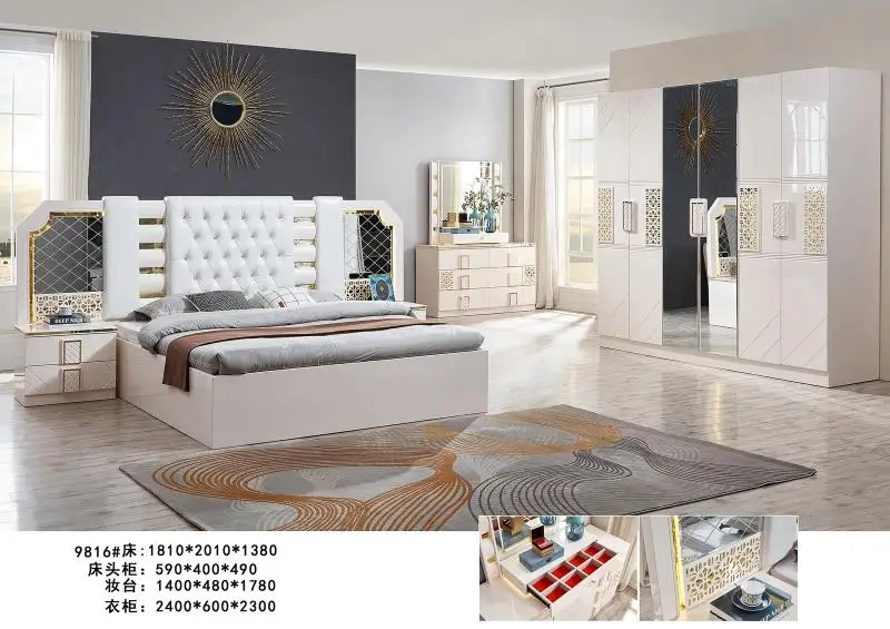 Modern Luxury master full home bed room furniture bedroom set from Foshan Guangzhou