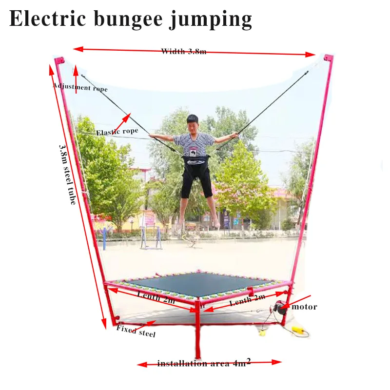 Electric Power-Driven Bungee Jumping Equipment for Kids and Adults Single Trampoline Bungee