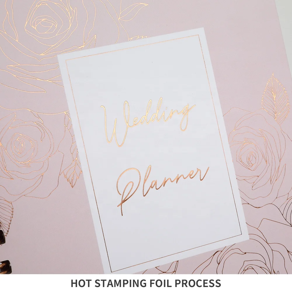 Custom Printing Luxury Spiral A5 Girl Pink Rose Gold Journal Wedding Planner And Notebooks with Gift Box Set Manufacturers