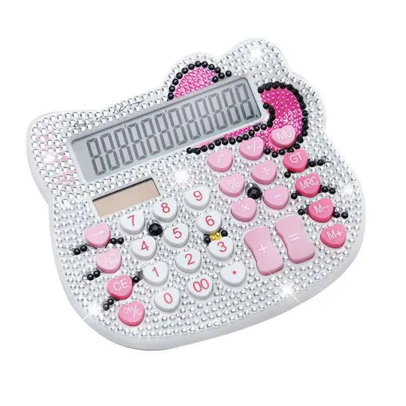 Cat head crystal with diamond calculator Bow tie heart-shaped button stick diamond cartoon computer with diamond calculator