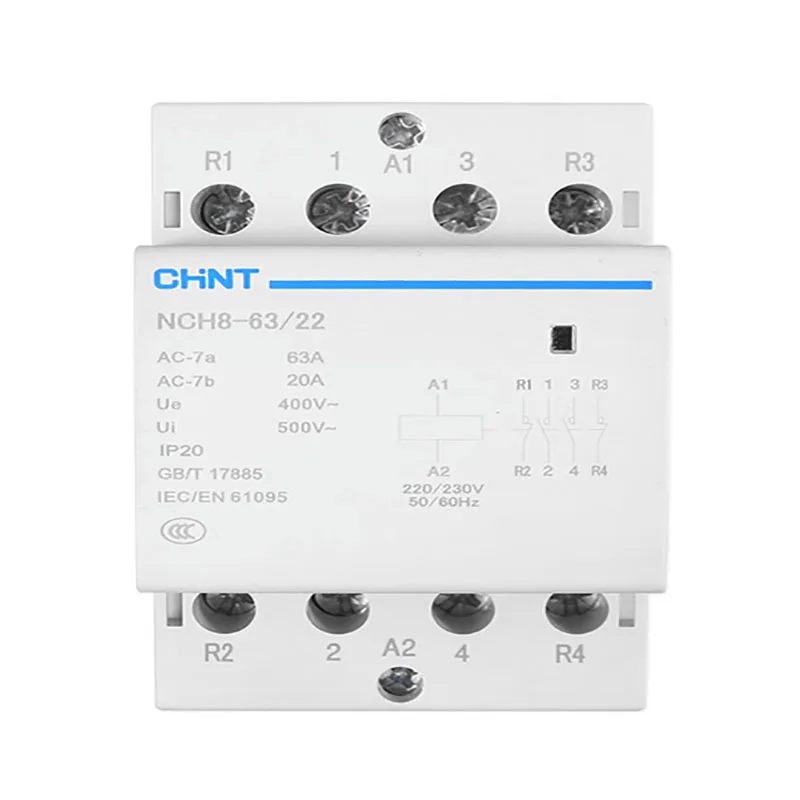 NCH8-63/40 AC220/230V household guide rail type small single-phase chint ac contactor