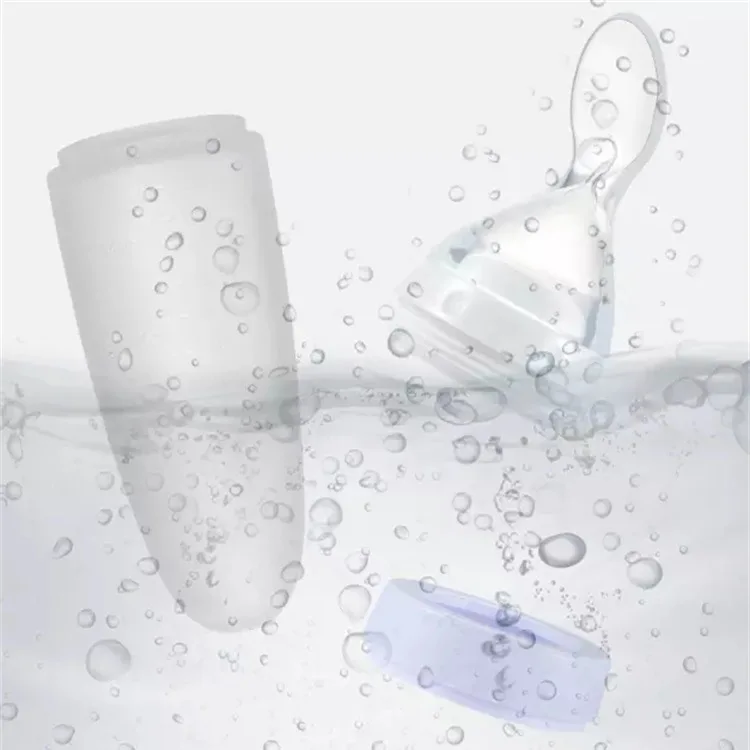 Silica gel rice paste bottle baby silicone spoon mother infant feeding food milk separator extrusion silicone baby bottle spoon