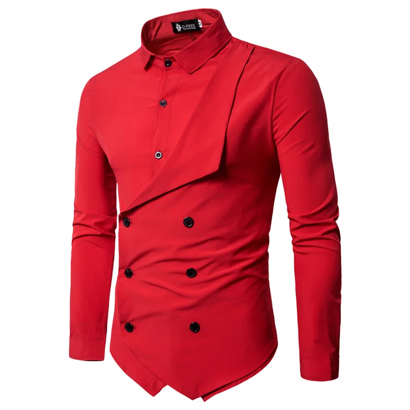 mens shirts long sleeve double breasted custom polo shirt dropshipping mens cotton long sleeve button up shirt