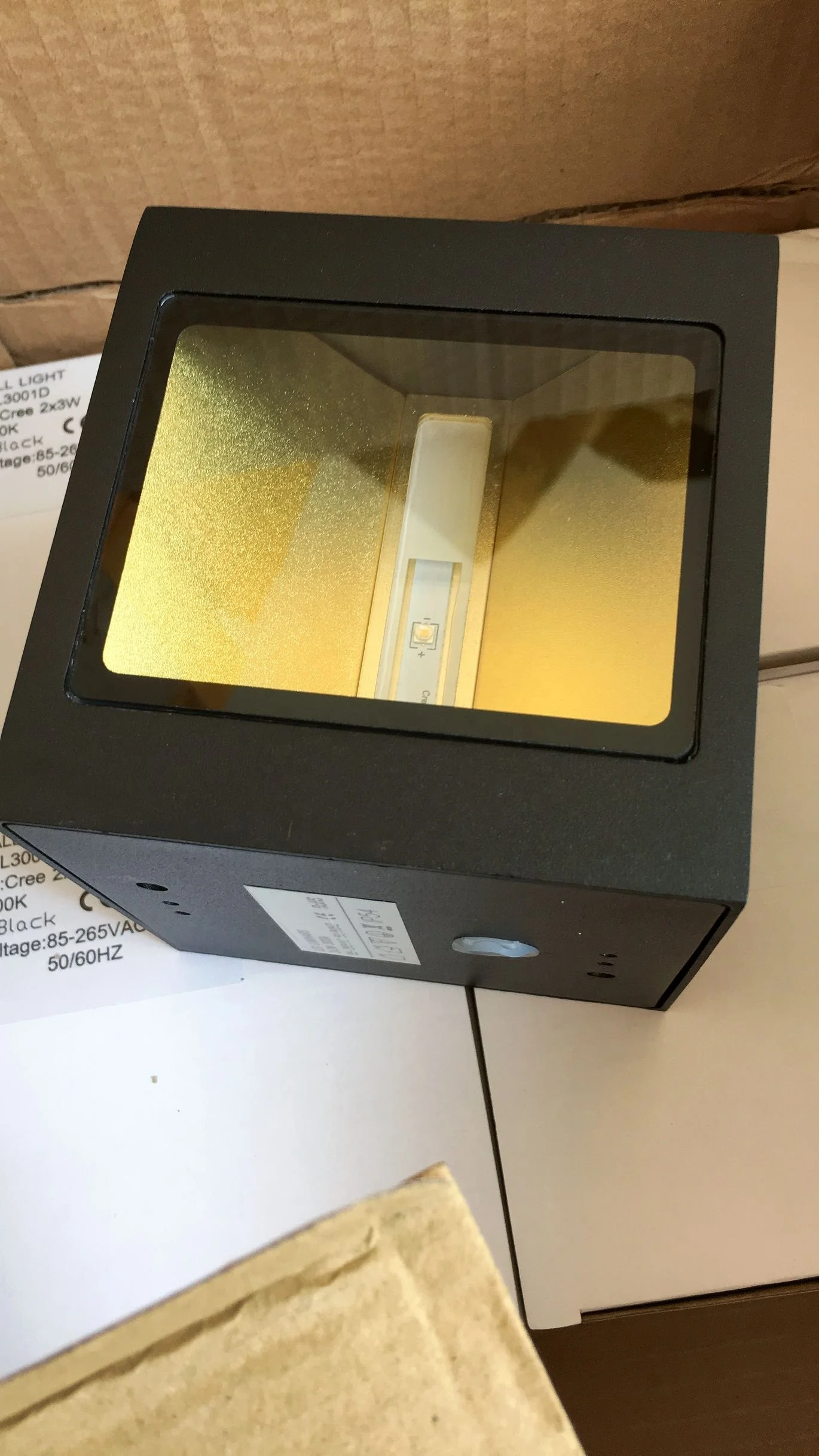 Modern Gold Cubic Luxury  LED 2x3W Outdoor Wall Light Led  Up Down Wall  Decor Mount Lighting  Led Wall Washer light ip54