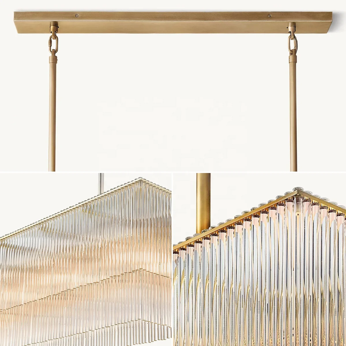 Modern Crystal Glass Rod Pendants Multi-Layer Chandelier Lighting Fixture For Living Dining Room Kitchen Island Foyer Lobby