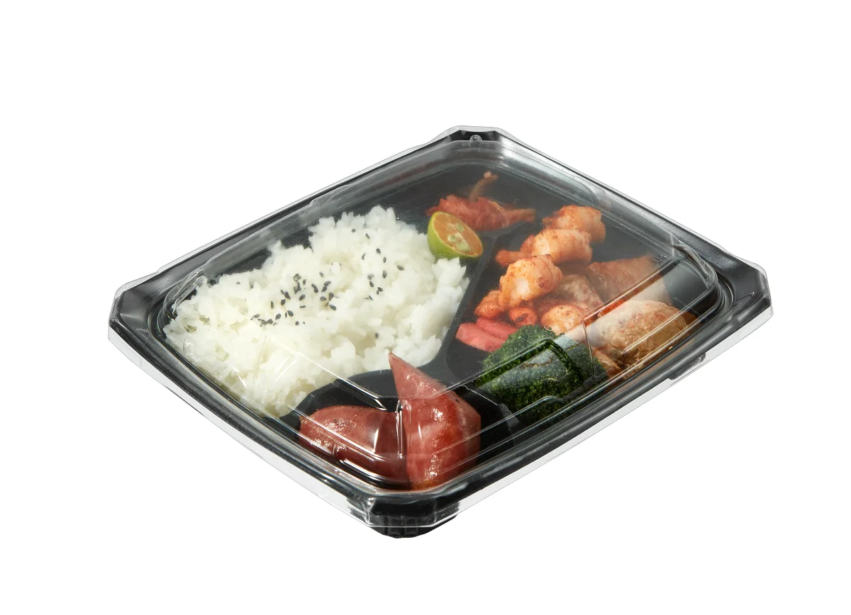 Пластиковая прозрачная крышка с 4 отсеками лоток для фаст-фуда миска риса пластиковый контейнер ланча высокой проницаемостью