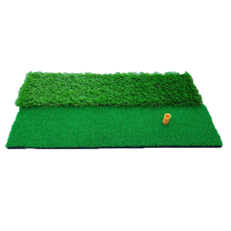 Golf Swing Club Trainer with Non-Slip Bottom Long Grass & Double Grass Hitting Mats for Real Greens Training