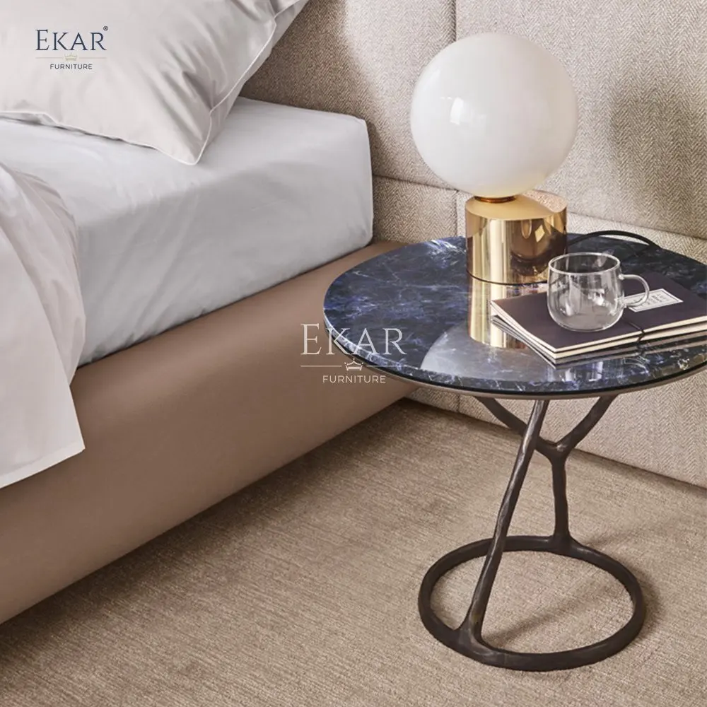 Modern Luxury Forged Marble Table with Polished Brass and Matte Gold Finish Base Console Tables for Living Room Home Furniture