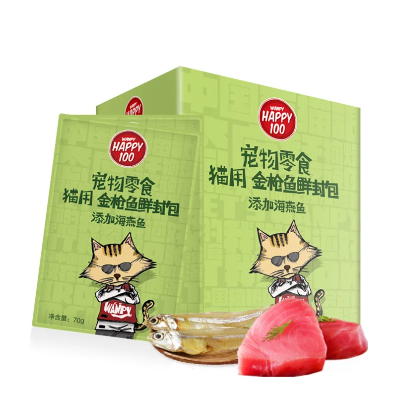 Cat Fresh Snack Package Wanpy Wet Food Happy 100 Real Stuff Health and High Quality Good for Skin and Coat