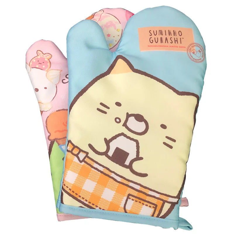 RTS Cooking Tool Cartoon bear Pattern Heat Resistant Microwave Gloves Thicken Non-slip Oven Mitt for BBQ