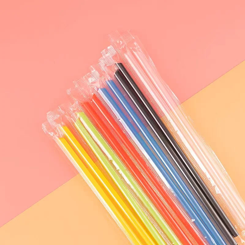 Drinking Colorful Bubble Tea Plastic Straws Food Grade Straw Straight Drink Independent Packing Disposable Party PP Plastic BRXG