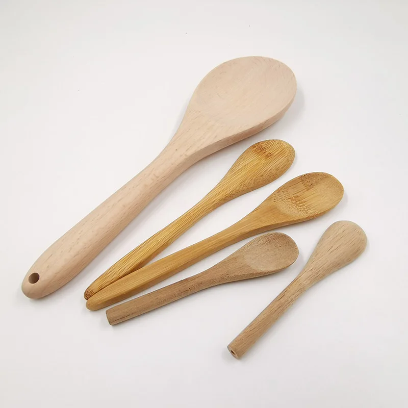 customized Japanese style  infant mini ice cream training wooden feeding baby spoon