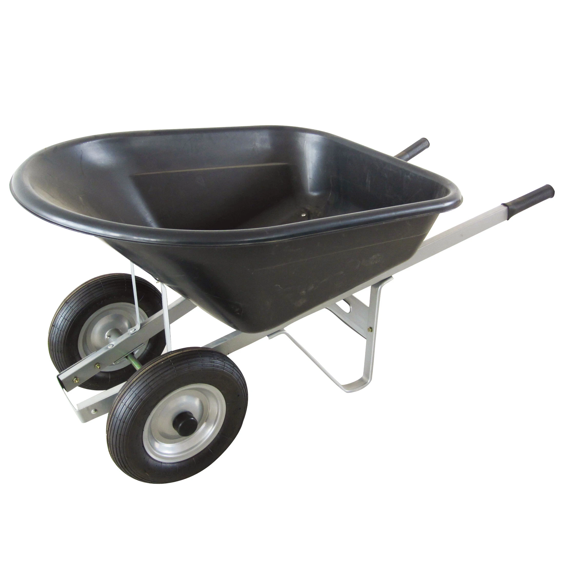Industrial heavy duty wheelbarrow double wheels poly tray wheel barrow