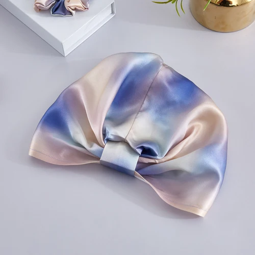 Wholesale Designer Hair Bonnets Custom Logo Silk Night Cap And Bag For Women Silk Turban Extra Large Silk Bonnet