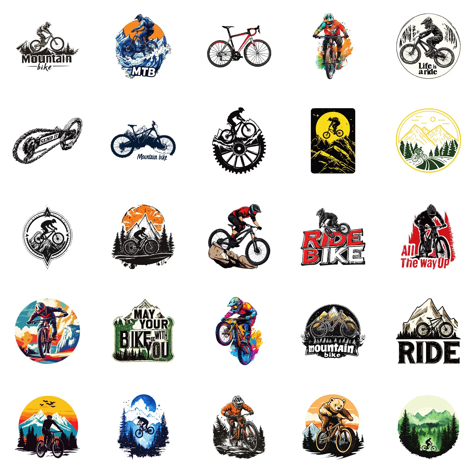50Pcs Personalized Outdoor Cycling Graffiti Stickers For Bicycle Decor Mountain Bike Rider Gift Sticker