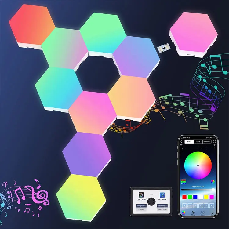 Touch Sensitive LED Wall Lamps Splicing Hexagonal Smart Quantum Lamp Honeycomb Decoration Night Light for Office Bedroom