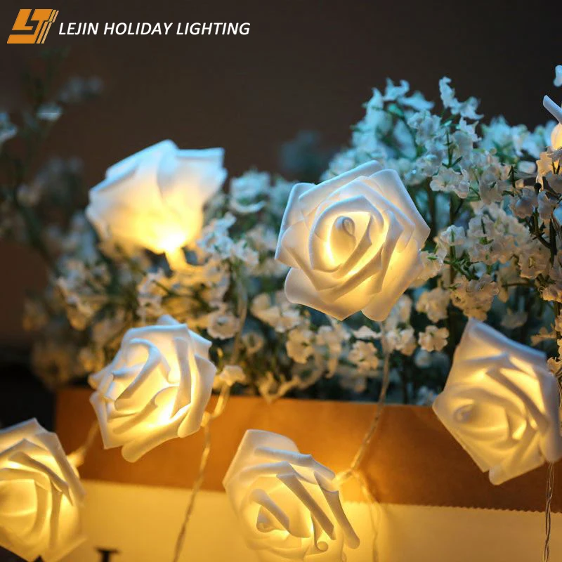 Lejin 5 м 20 светодиодов роза цветок ПВХ зеленый светодиод Фея на Рождество