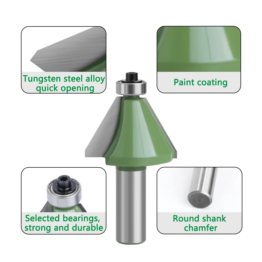 LAVIE 5pcs 12mm 1/2 shank 11.25 15  22.5 30 45 degree  router bit set  beveling knife for woodworking milling cutter-C MC0323