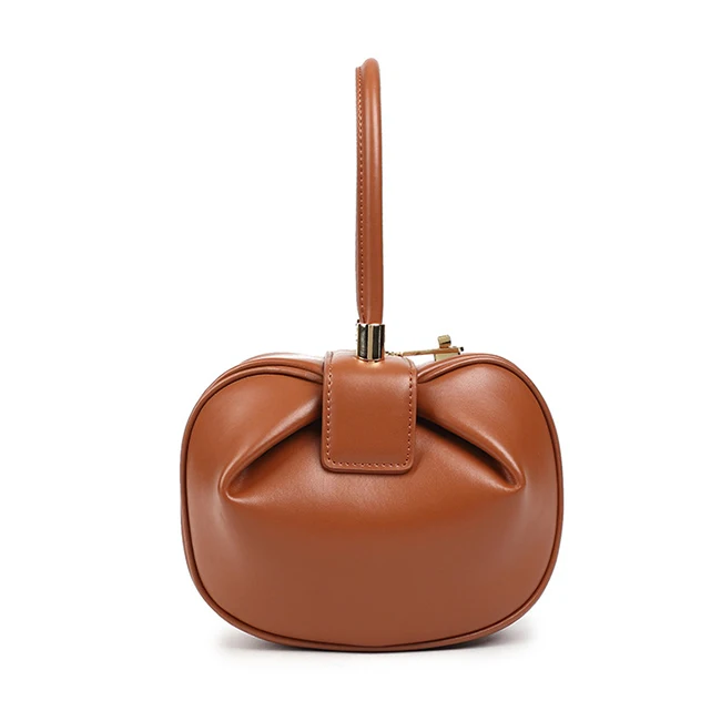 Special retro style dumpling-shaped genuine leather crossbody handbags for women