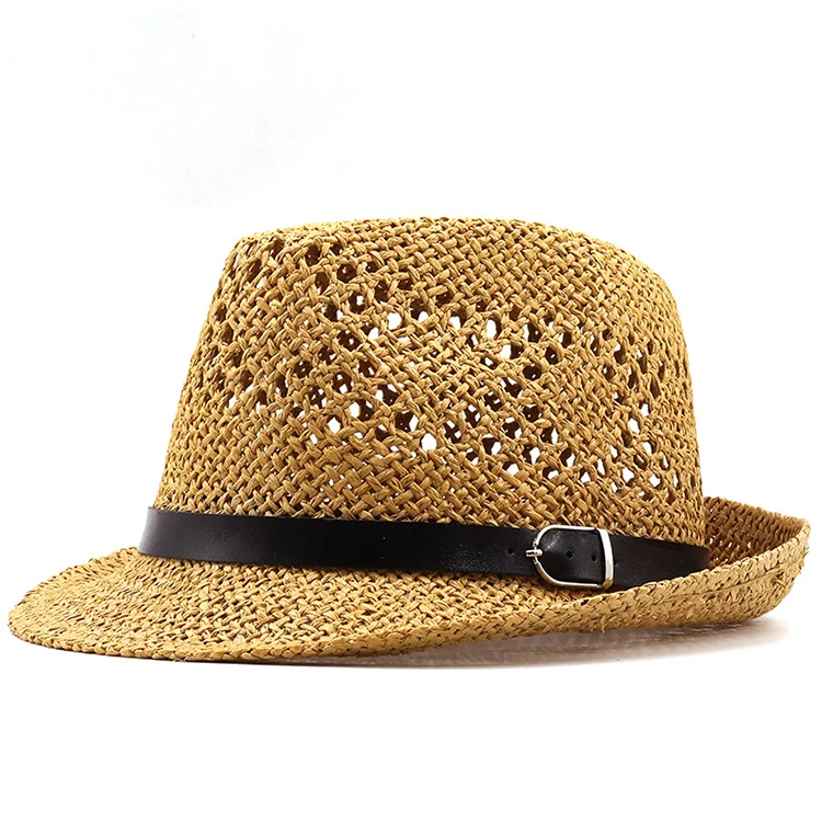 Paper Straw Fedora Hat Straw Jazz Hat Summer Beach Hat Logo Custom Printing on Ribbon for Promotion Traveling Party