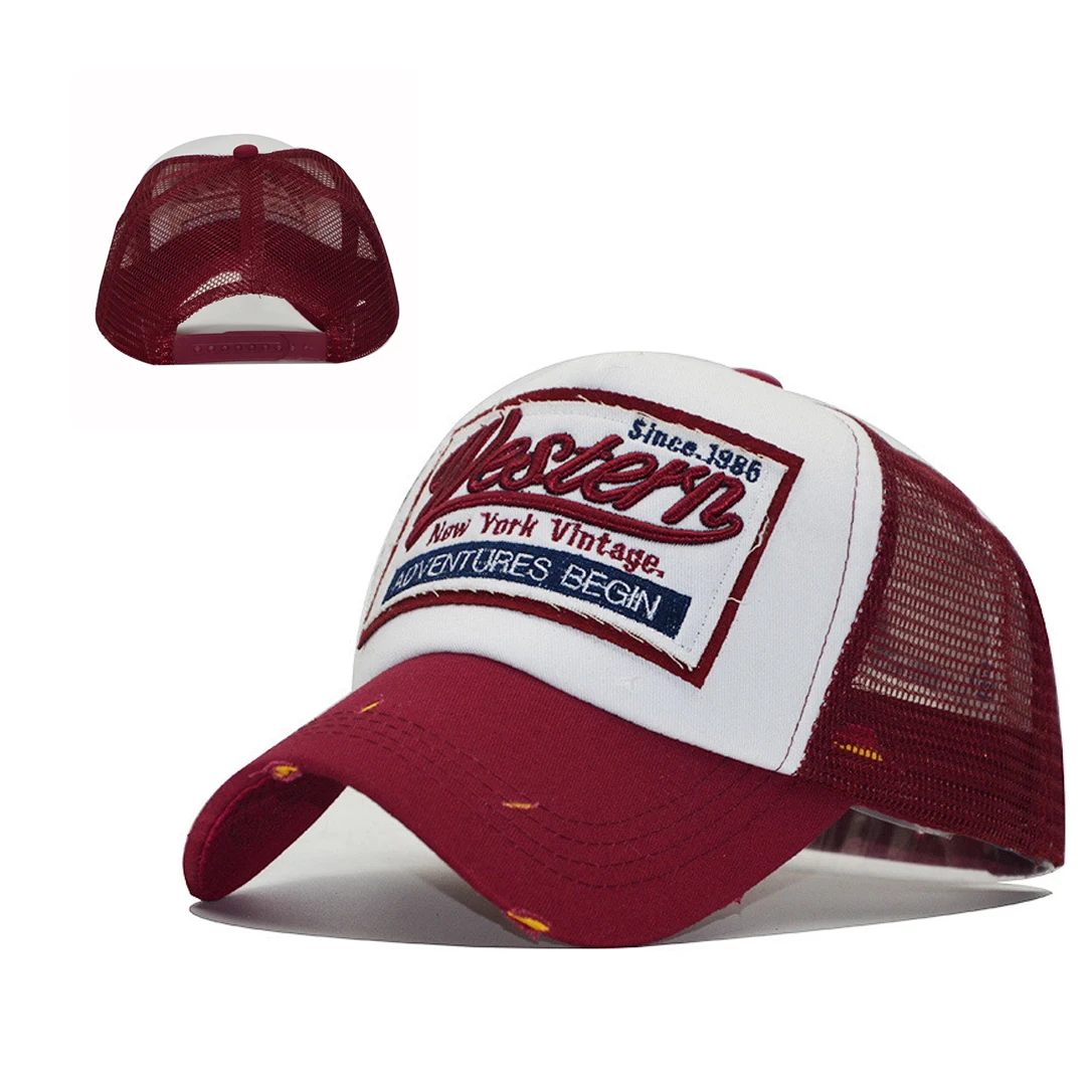 3D patch embroidered summer sport breathable mesh hat outdoor fishing trucker hat for men women