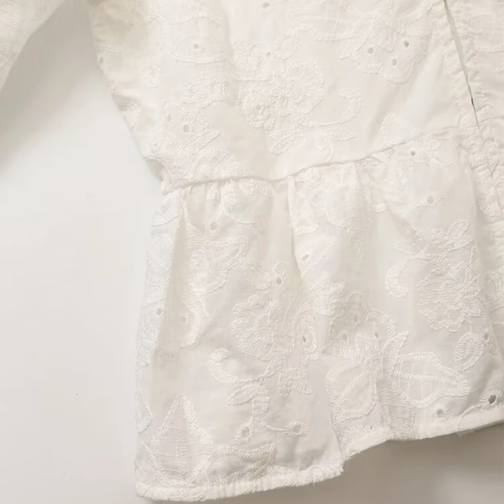 PB & ZA женские 2024 новые модные короткие блузки на шнуровке винтажные рубашки с длинным рукавом шикарные топы