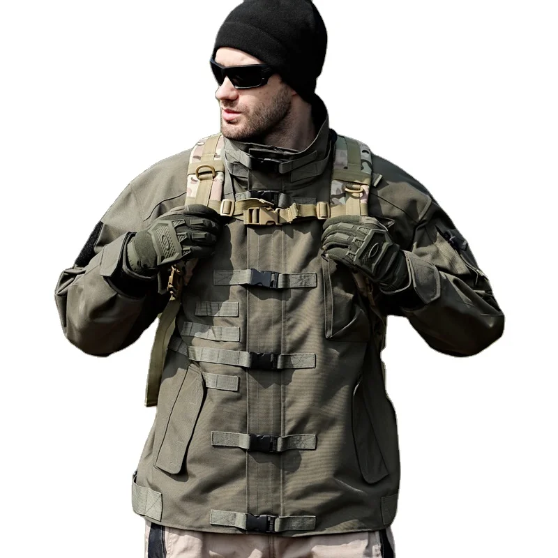 Outdoor scratch resistant and wear-resistant cycling and mountaineering multi pocket jacket.motorcycle s.windproof jacket